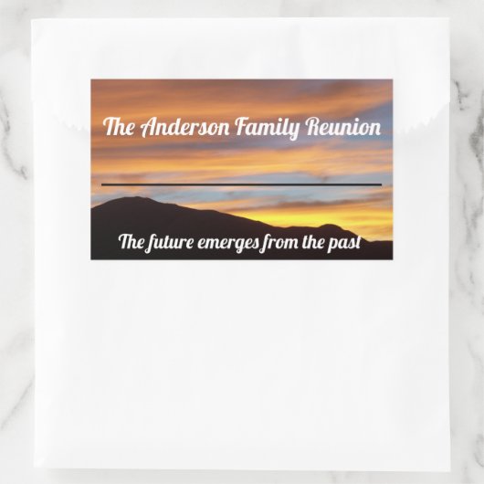 オレンジサンセット引用文ファミリ懇親会名タグ 長方形シール (バッグ)