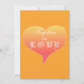 オレンジサンセット結婚ハート 招待状 (裏面)