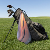 オレンジサンセット風景写真（名前カスタマイズ可能） ゴルフタオル (グリーン)