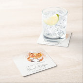 オレンジサンドコースタルカニ航海のブライダルシャワー スクエアペーパーコースター (インサイチュ)