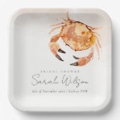 オレンジサンドコースタルカニ航海のブライダルシャワー ペーパープレート (正面)