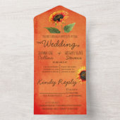 オレンジサンフラワーオールインワン結婚式招待状 オールインワン招待状 (内側)