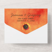 オレンジサンフラワーオールインワン結婚式招待状 オールインワン招待状 (裏面)