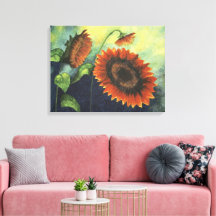 オレンジサンフラワーズウォーター絵画カラーのキャンバス