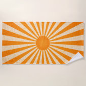 オレンジサンライズヴィンテージサンサマープール ビーチタオル (正面)