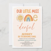 オレンジサンレインボー恋しく思オネダーフル1歳の誕生日 招待状 (正面)