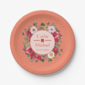 オレンジサークルフローラモダン結婚中国のリース ペーパープレート (正面)