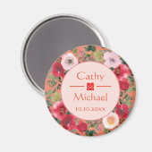 オレンジサークルフローラモダン結婚中国のリース マグネット (正面/裏面)