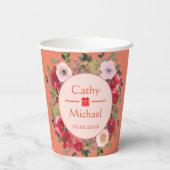 オレンジサークルフローラモダン結婚中国のリース 紙コップ (裏面)