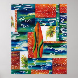 オレンジサーフボード ポスター