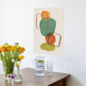 オレンジシェイプ手描き水彩画モダン第1条 箔ポスター (レイダウン (キッチン))