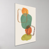 オレンジシェイプ手描き水彩画モダン第1条 箔ポスター (レイダウン)