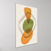 オレンジシェイプ手描き水彩画モダン第3条 箔ポスター (レイダウン)