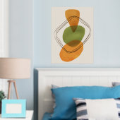 オレンジシェイプ手描き水彩画モダン第3条 箔ポスター (インサイチュ (寝室))