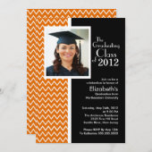 オレンジシェブロンの写真の卒業のパーティの招待状 招待状 (正面/裏面)
