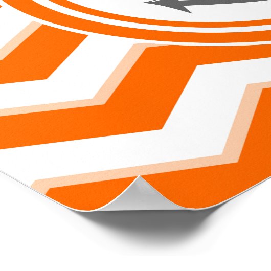 オレンジシェブロンジグザグパターンいかりスマイル ポスター (角)