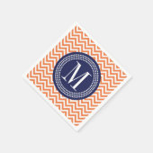 オレンジシェブロンジグザグモノグラムパーソナライズされた スタンダードカクテルナプキン (角)