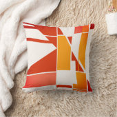 オレンジシェードコーラオンオフホワイトジオメトリック抽象芸術 クッション (ブランケット)