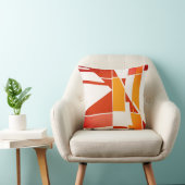 オレンジシェードコーラオンオフホワイトジオメトリック抽象芸術 クッション (椅子)