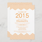 オレンジシエレガントェブロン卒業パーティー招待状 招待状 (正面/裏面)