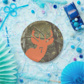 オレンジシカの頭部のカムフラージュの狩りの誕生日 ペーパープレート (パーティー)