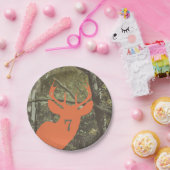 オレンジシカの頭部のカムフラージュの狩りの誕生日 ペーパープレート (パーティー)