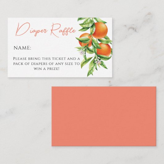 オレンジシトラスかわいこちゃんオンザウェイおむつラッフルカード エンクロージャーカード (正面/裏面)