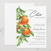オレンジシトラスかわいこちゃんオンザウェイベビーシャワー 招待状 (正面/裏面)