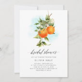 オレンジシトラスウォーターカラーブライダルシャワー 招待状 (正面)