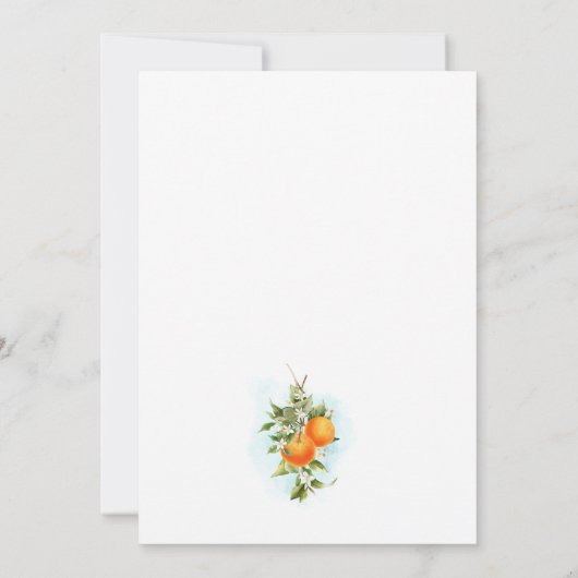 オレンジシトラスウォーターカラーブライダルシャワー 招待状 (裏面)