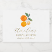 オレンジシトラスウォーターカラーブライダルブランチカスタム スパークリングワインラベル (シングルラベル)