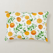 オレンジシトラスサマーフローラ植物模様 アクセントクッション (裏面)