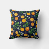 オレンジシトラスサマーフローラ植物模様 クッション (裏面)