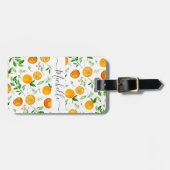 オレンジシトラスサマーフローラ植物模様 ラゲッジタグ (正面横)