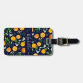 オレンジシトラスサマーフローラ植物模様 ラゲッジタグ (正面横)