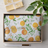 オレンジシトラスサマーフローラ植物模様 薄葉紙 (ギフト)