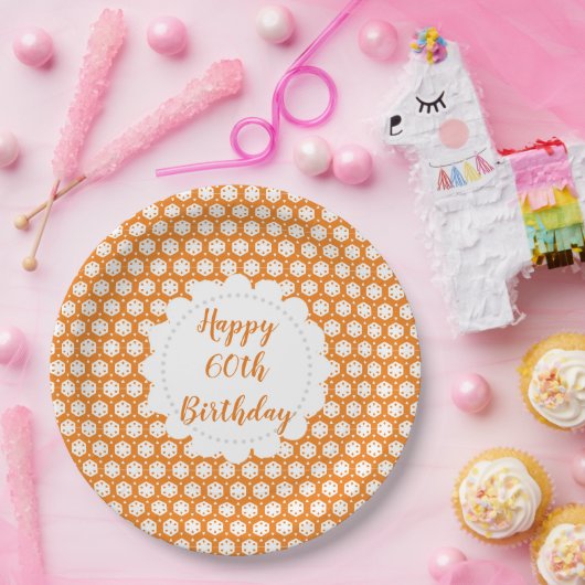 オレンジシトラスジオメトリ60誕生日 ペーパープレート (パーティー)