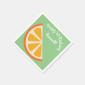 オレンジシトラススライスかわいい1歳の誕生日パーティー スタンダードカクテルナプキン (角)