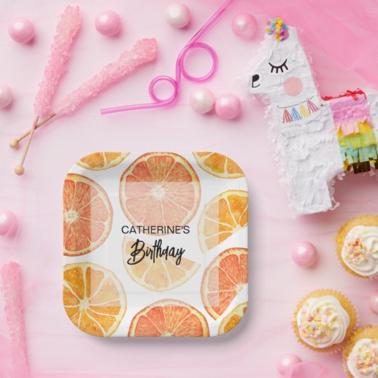 オレンジシトラススライスサマー誕生日 ペーパープレート (パーティー)