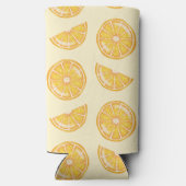 オレンジシトラスフルーツイラストと名前をカスタムする スリム缶クーラー (裏面)