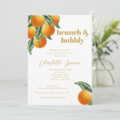 オレンジシトラスフルーツブライダルシャワーブランチバブリー 招待状 (スタンド正面)