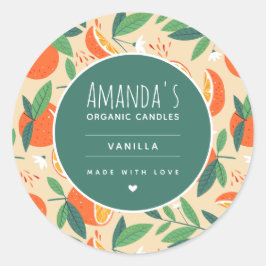 オレンジシトラスフルーツレトロパターンキャンドルクラフト ラウンドシール