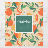 オレンジシトラスフルーツレトロパターンパーティーありがとう ワインラベル (シングルラベル)