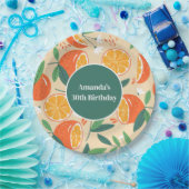 オレンジシトラスフルーツレトロパターン誕生日 ペーパープレート (パーティー)