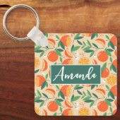 オレンジシトラスフルーツレトロパターン キーホルダー (正面)