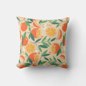 オレンジシトラスフルーツレトロパターン クッション (正面)