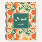 オレンジシトラスフルーツレトロパターン ノートブック (正面)