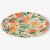 オレンジシトラスフルーツレトロパターン ペーパープレート (アングル)