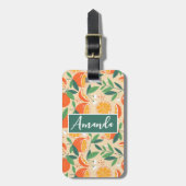 オレンジシトラスフルーツレトロパターン ラゲッジタグ (正面縦)