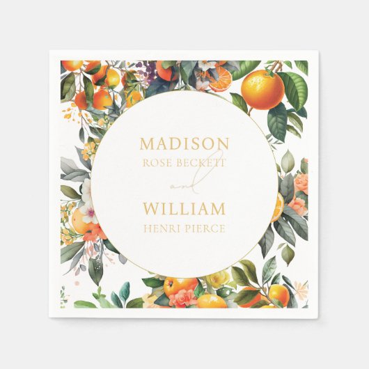 オレンジシトラスフルーツ結婚ズ スタンダードカクテルナプキン (正面)